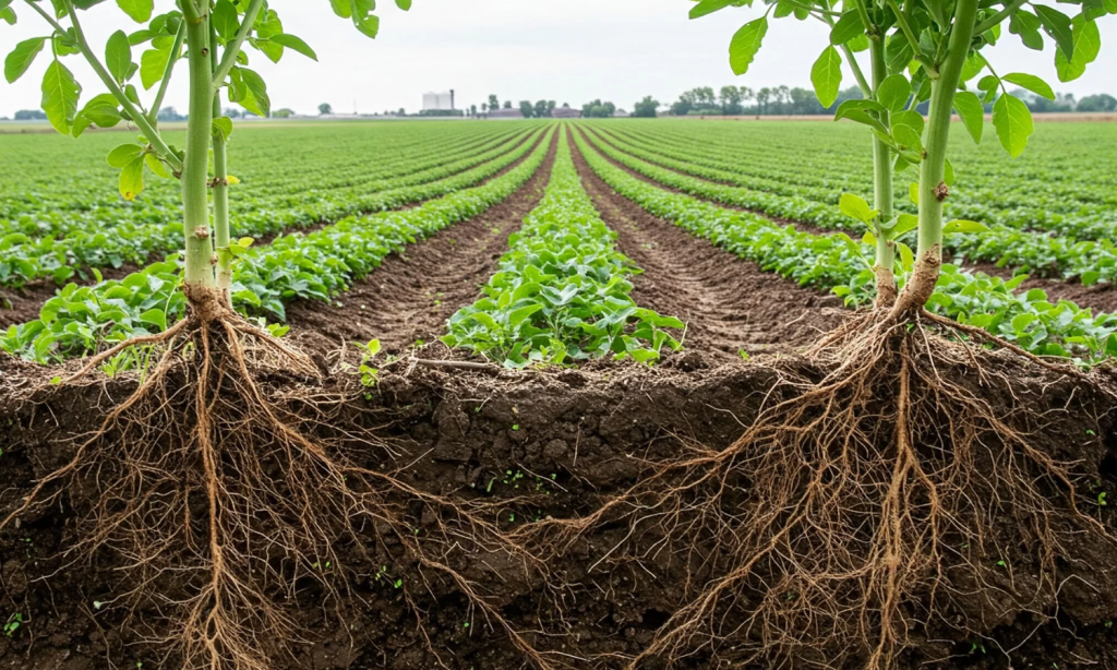 Micorrizas em plantação na lavoura